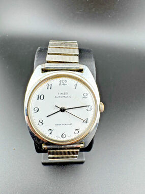 Vintage Timex Automatic Watch White Dial Cushion Case